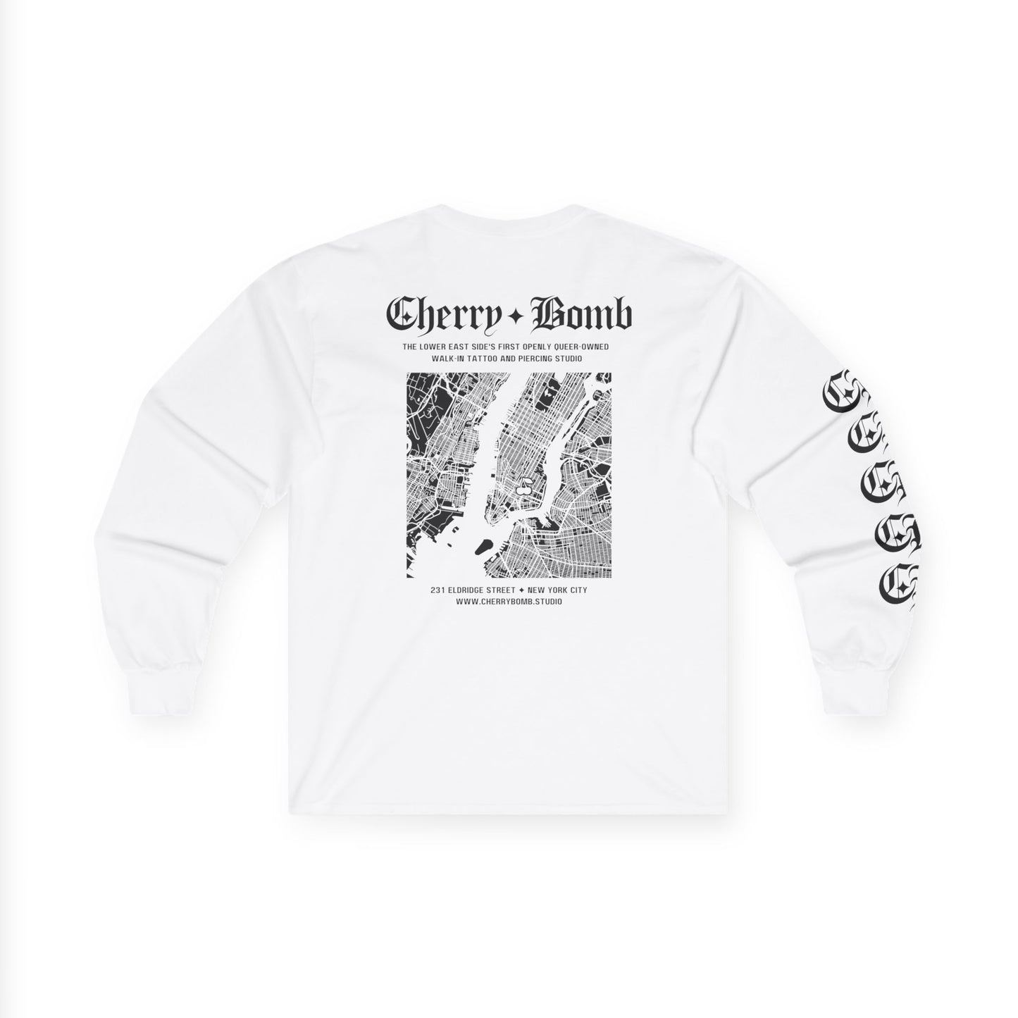 Cherry Bomb Long Sleeve Tee (White)