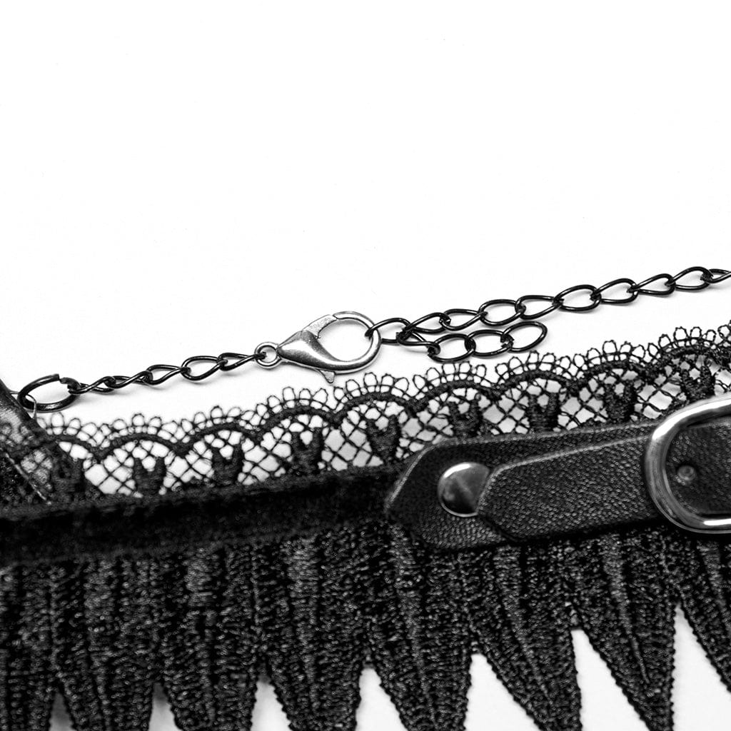 Gothic Feather Lace Choker (Black)