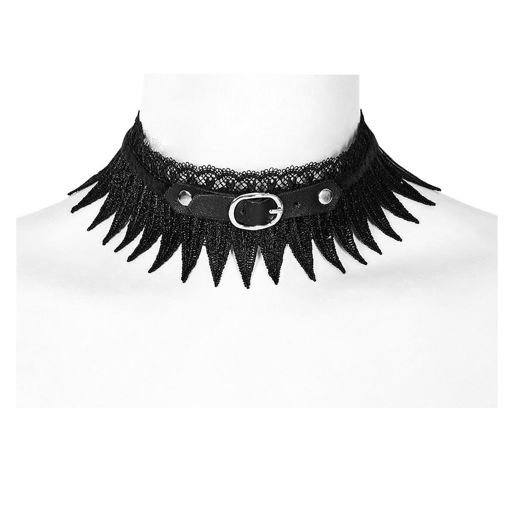 Gothic Feather Lace Choker (Black)