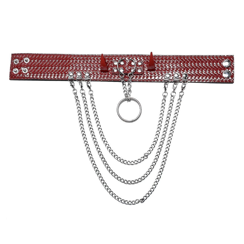 Spiked Chain Collar (Red)