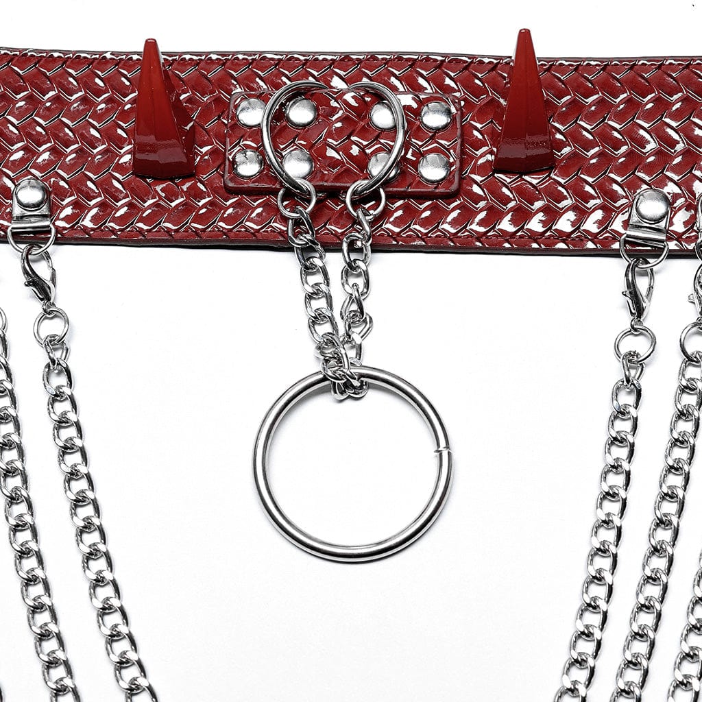 Spiked Chain Collar (Red)