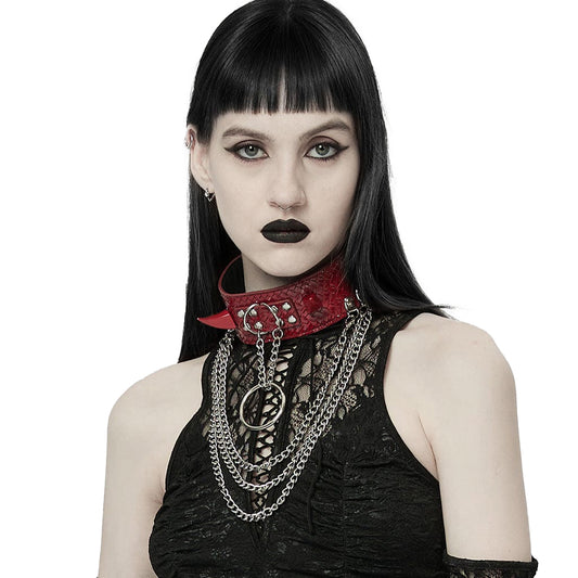 Spiked Chain Collar (Red)